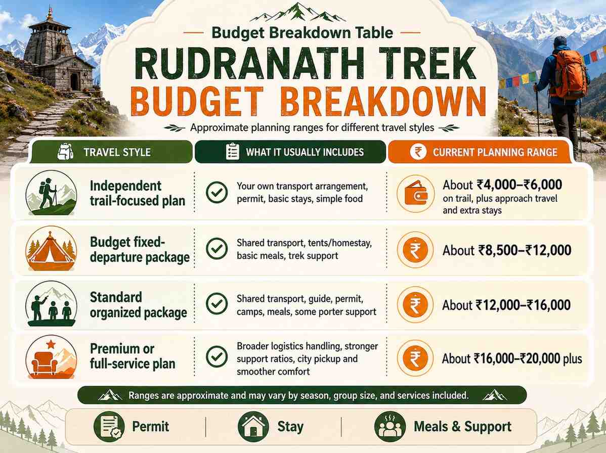 Budget breakdown for different travel styles - Rudranath Temple Trek Guide 2026